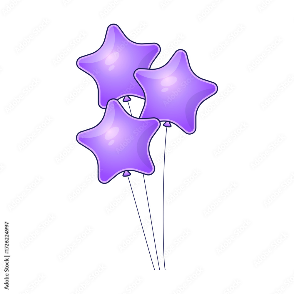 Obraz premium purple star shape balloons element
