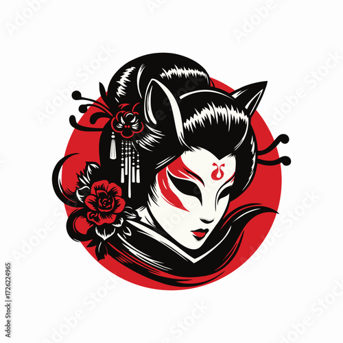 Japanese geisha vector design art illustration