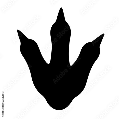 Dinosaur footprint black and white outline vector icon