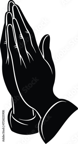 hand vector silhouette in praying position on whit.eps