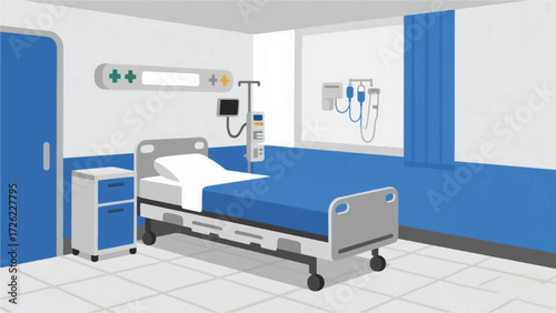 Modern Geometric Hospital Room Illustrator Artwork Banner Background Design Template 