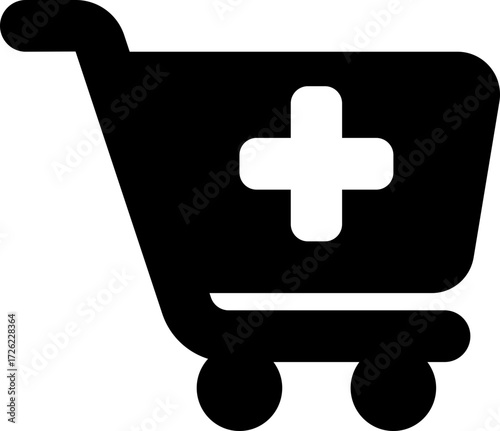 Shopping Cart with Plus Symbol