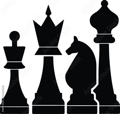 minimalist chess vector icons  black silhouette se.eps