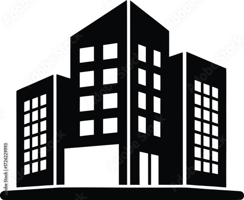 modern residential building icon vector set on whi.eps