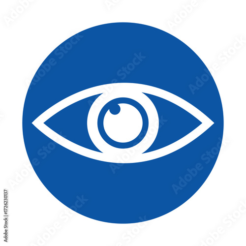 Eye Symbol Inside Blue Circle for Vision, Awareness, or Protection Themes