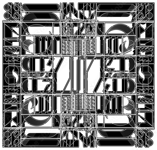 Abstract Geometric Wall Vector. A Wall Made Of Perforated Geometric Figures Isolated On White Background.