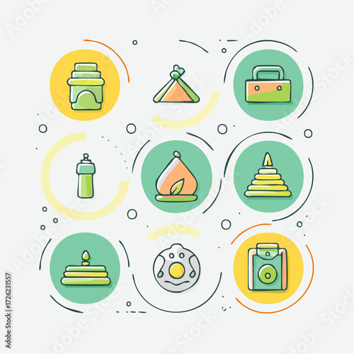 Green Screen Technology Icons A Collection of Chroma Green Elements for Digital Displays and Visual Media