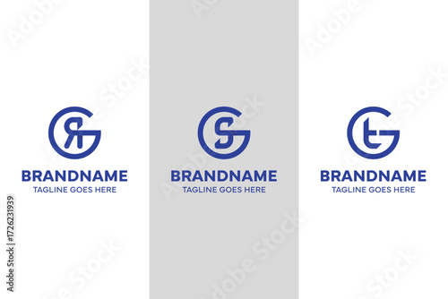 Letters GR GS GT Monogram Logo, for brand with GR RG GS SG GT TG initials