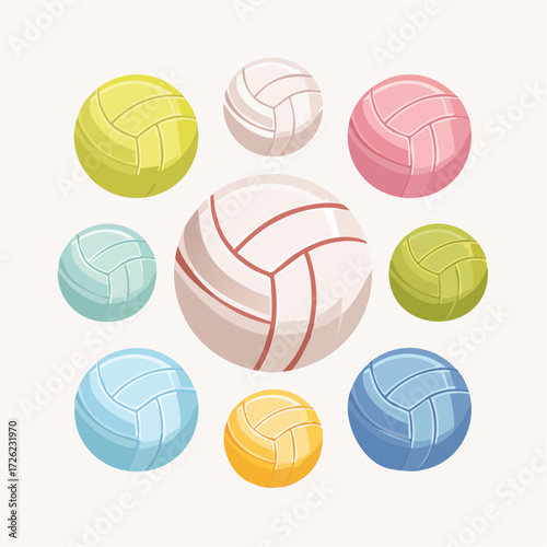 Colorful Volleyball Balls on Green Screen Technology Enhanced Sports Graphics