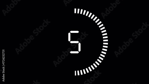Simple 10 Seconds Countdown with White Dashes Circle