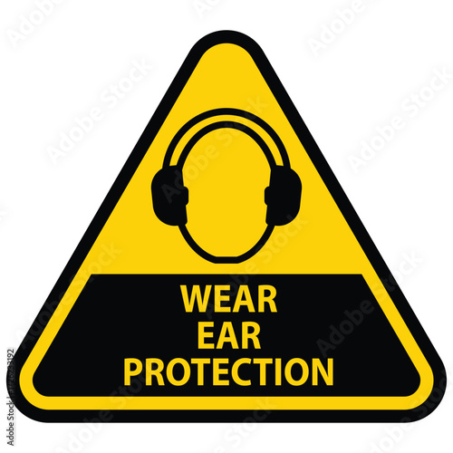Caution Sign for Ear Protection Requirement in Loud Environments