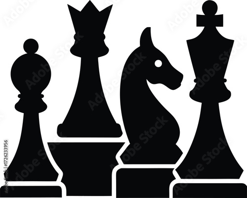 set of chess vector icons  black silhouette with c.eps