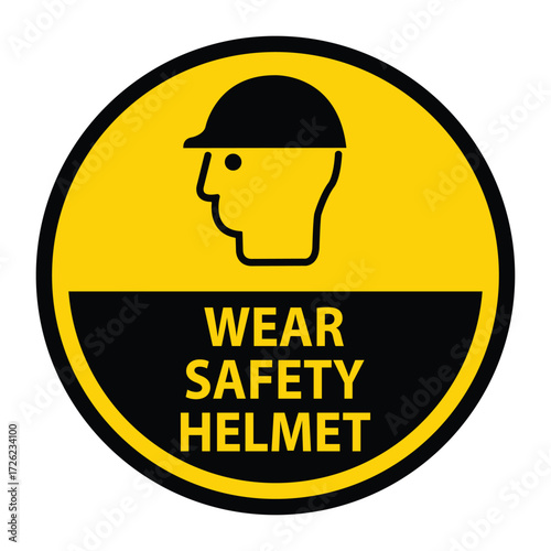 Safety Sign Encouraging Use of Helmet for Workplace Protection and Compliance