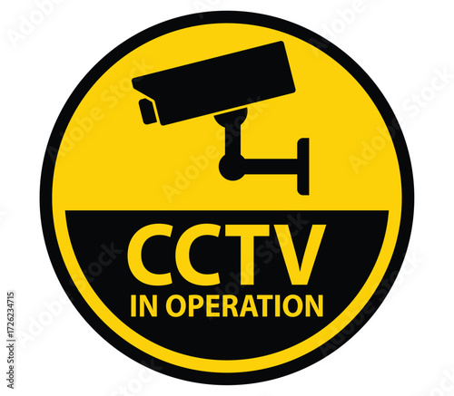 CCTV Security Camera Symbol with Yellow Background for Safety and Awareness