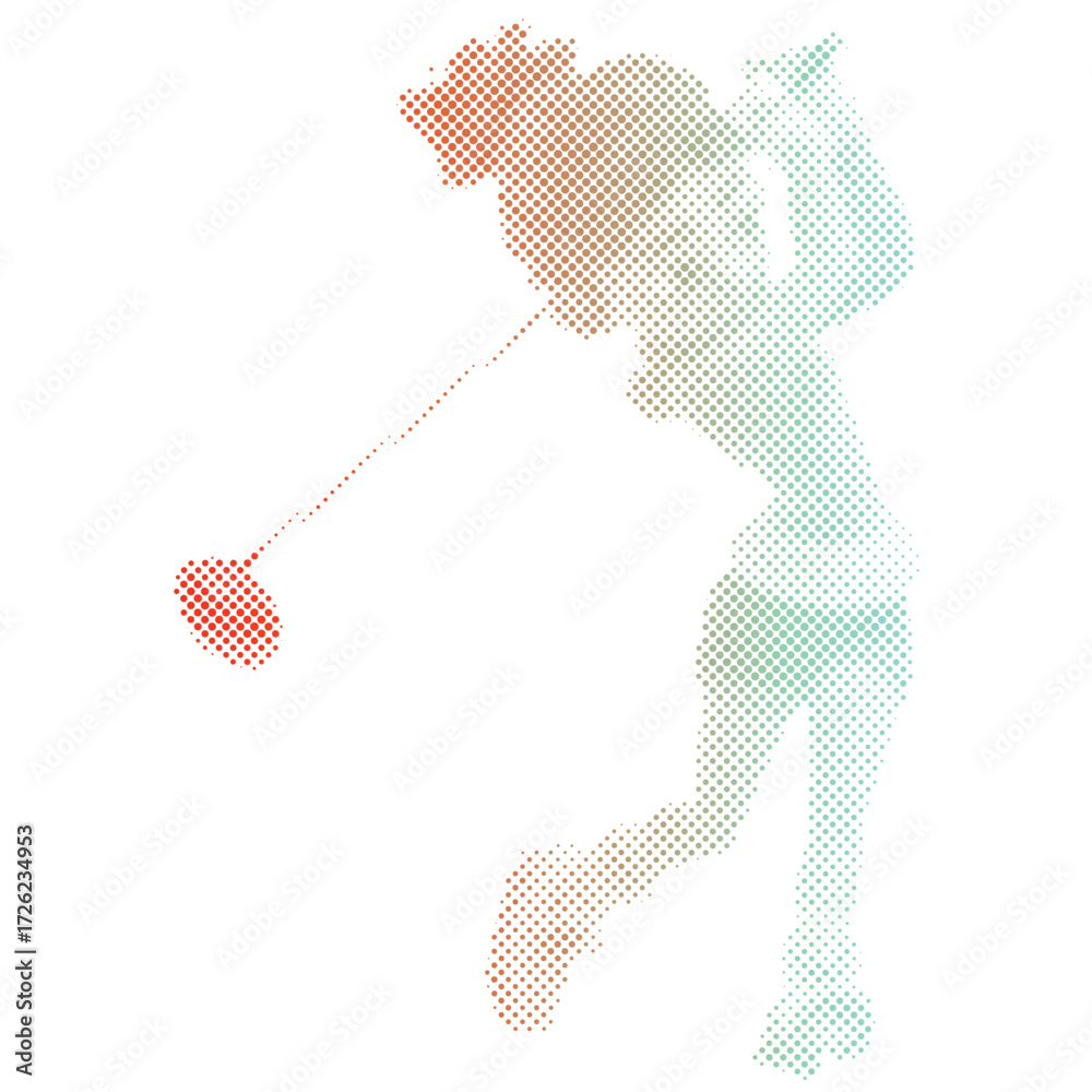 custom made wallpaper toronto digitalHalftone dots pattern of a female golf player with cartoon style with gradien colour