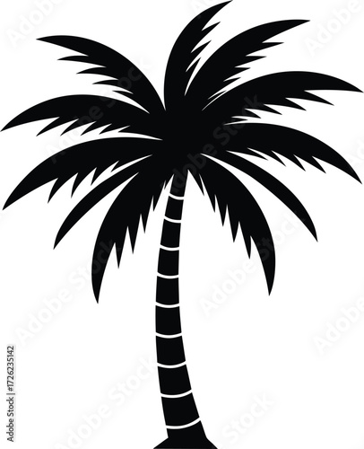 summer tropical coconut palm tree symbol  silhouet.eps