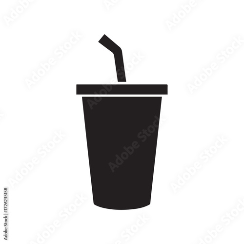 Black and White of a Soda Cup with Straw