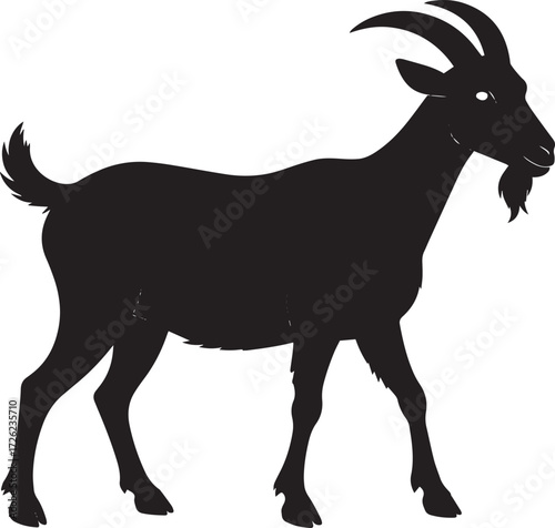  Grazing Goat Silhouette Vector Illustration