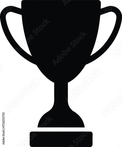 trophy cup black silhouette vector icon on white b.eps
