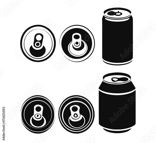 Soda can icon vector illustration black line.. Beverage, sign and symbol soda and juice silhouette. 

