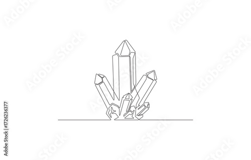 Crystal Cluster – Minimalist One Line Drawing Gemstone Outline Vector
