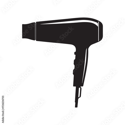 Black Hair Dryer Silhouette for Styling, Hair Care Products, and Beauty Needs