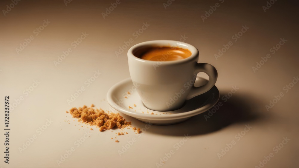 Fototapeta premium Espresso Shot with Brown Sugar on a Neutral Background.