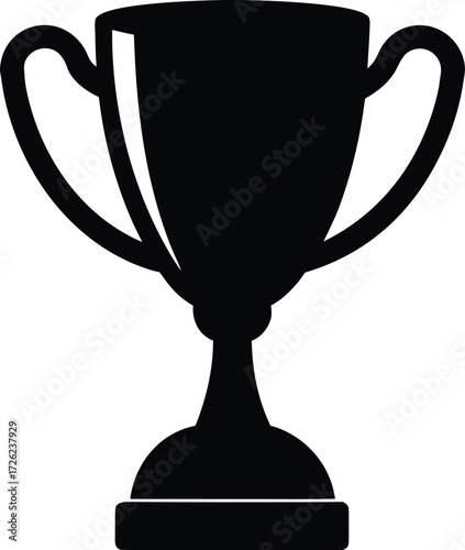 victory trophy cup black silhouette vector on whit.eps
