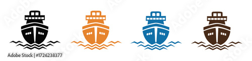 ship icon Line graphics illustration 
