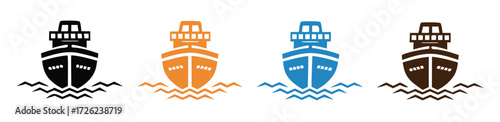 ship icon Line graphics illustration 
