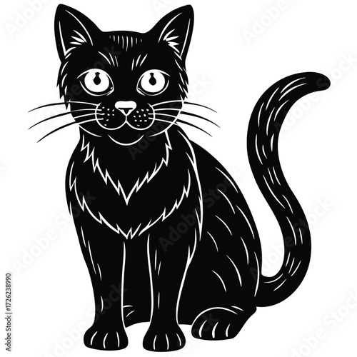 vector illustration of black cat