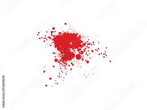 Vector blood splatter isolated on clean white background with realistic dripping texture, horror element for crime scene, Halloween or grunge graphic design