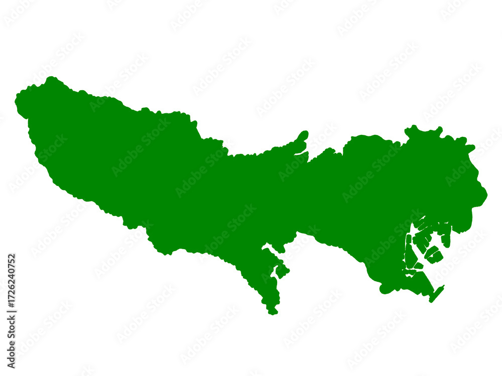 Obraz premium 東京都の地図（グリーン）