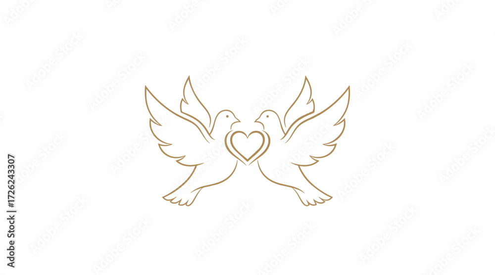 Obraz premium Two outline doves forming a h...