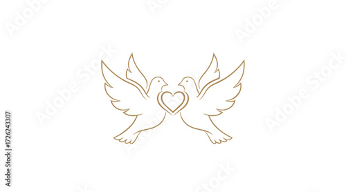 Two outline doves forming a h...