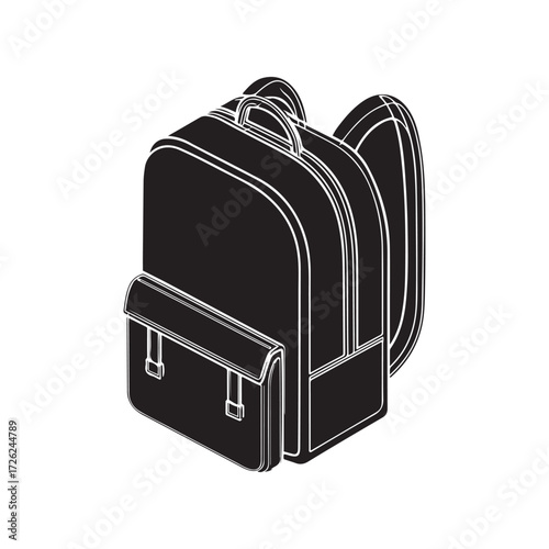 Style Black Backpack with Front Pocket and Shoulder Straps