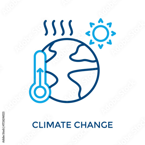 Climate Change Icon Outline Color Style. Vector Illustration For Graphic Design