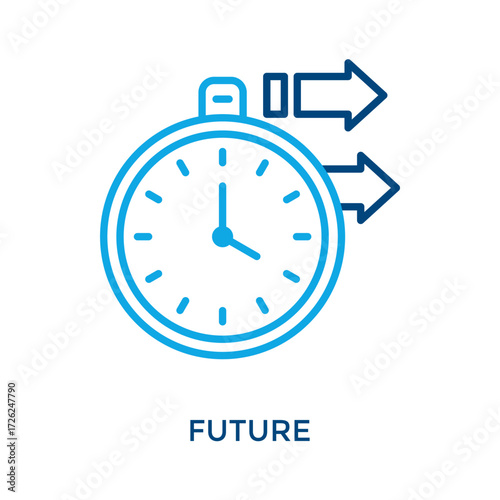 Future Icon Outline Color Style. Vector Illustration For Graphic Design