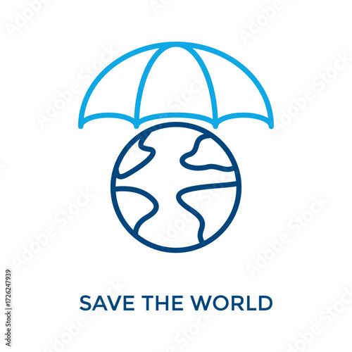 Save The World Icon Outline Color Style. Vector Illustration For Graphic Design