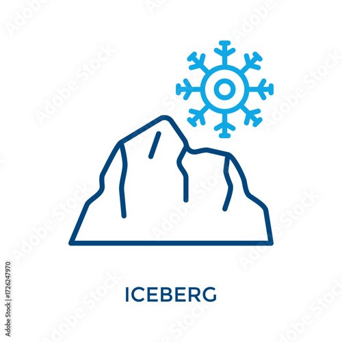 Iceberg Icon Outline Color Style. Vector Illustration For Graphic Design