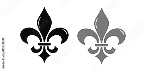 Fleur De Lis icon. Vector illustration. Fleur de lys vintage design element or icon in black suitable for heraldry and classic decoration design in various shapes