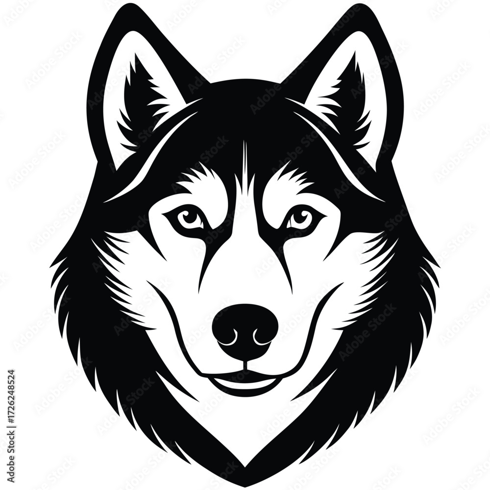 Naklejka premium realistic-husky-face-vector-illustration-on-white-.eps