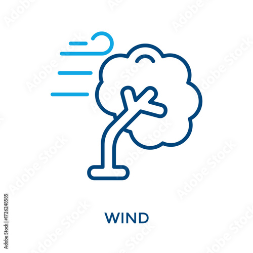 Wind Icon Outline Color Style. Vector Illustration For Graphic Design