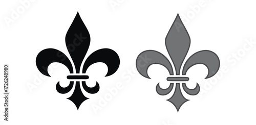 Fleur De Lis icon. Vector illustration. Fleur de lys vintage design element or icon in black suitable for heraldry and classic decoration design in various shapes