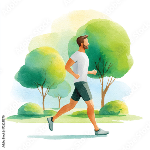 Man running in a park during daytime.