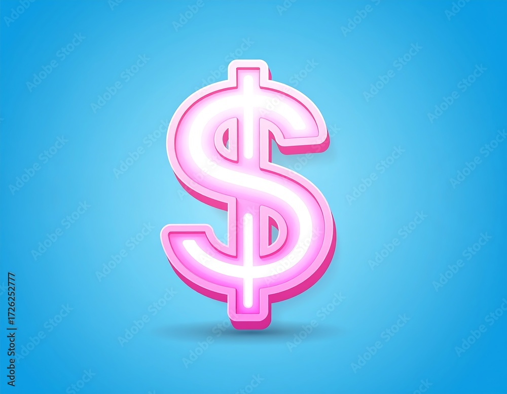 Obraz premium Playful Pink Neon Dollar Sign Graphic