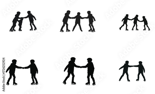 Tug of War Silhouettes Set Team Competition and Conflict Icons