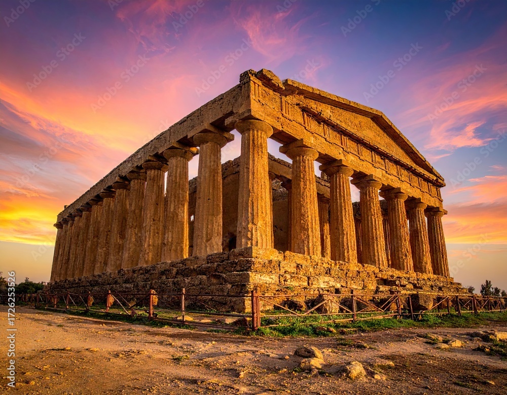 Fototapeta premium Ancient Greek Temple at Sunset