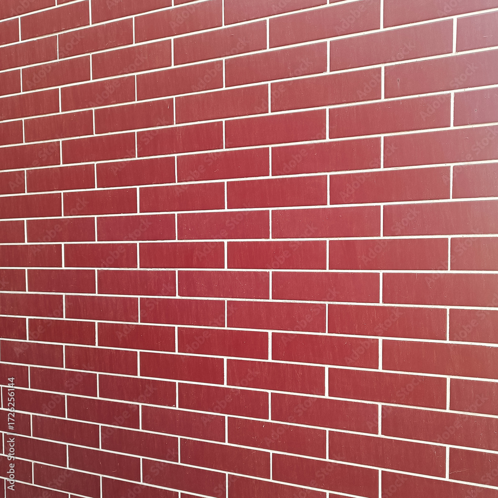 Fototapeta premium red brick wall texture or background, close-up with distorted proportions