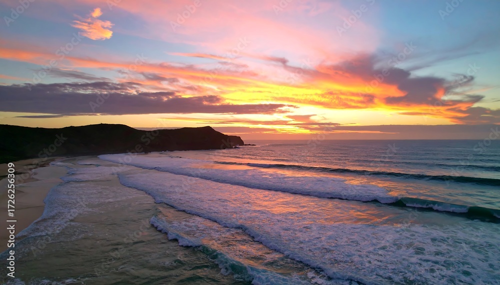 Fototapeta premium Stunning sunset over a beach (1)